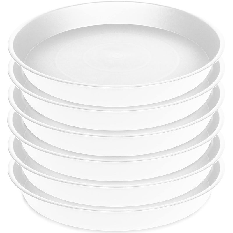 Bleuhome 6 Pack Plastic White Plant Saucers for Potted Plants  4 5 6 7 8 9 10 11 12 14 inch  Flower Pot Water Trays for Indoor Outdoor Ceramic or Plastic  Plant Containers Indoor (6""  Creamy White) - Image 1
